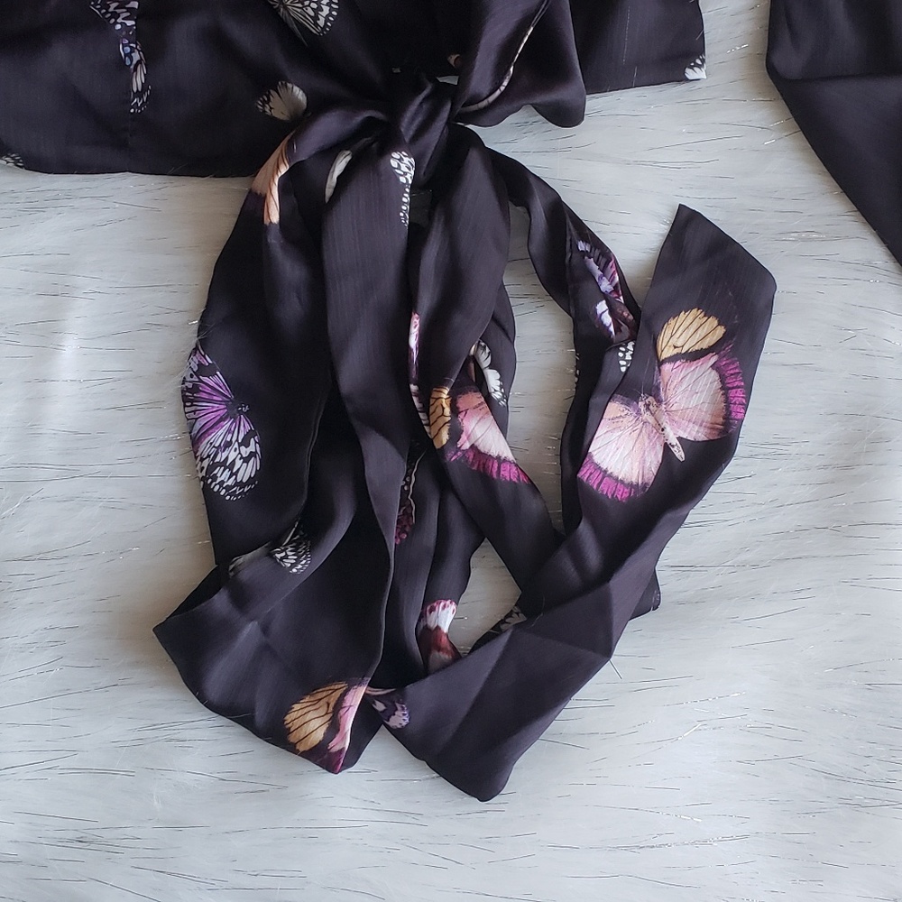 Cold Shoulder Satin Ruffle Top - Picture 4 of 8